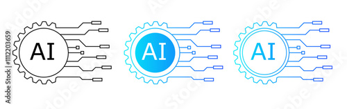 A modern AI icon with a circuit-based design, representing algorithms, cybernetics, and virtual intelligence, perfect for web systems, programming, and innovation in technology.