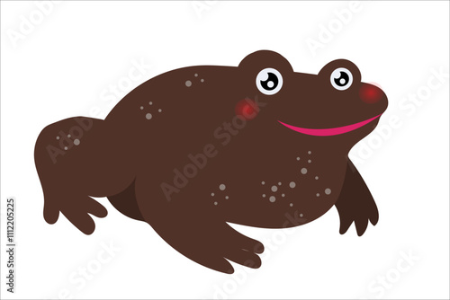 Cute big brown frog. Vector simple color flat illustration.