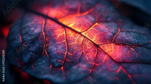 Glowing Leaf Veins Illuminated From Within photo