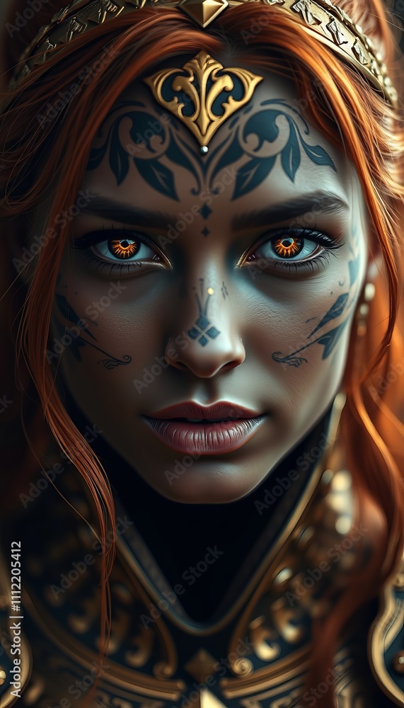 photorealistic portrait of a woman in golden medieval armor photorealistic portrait of a woman in golden medieval armor