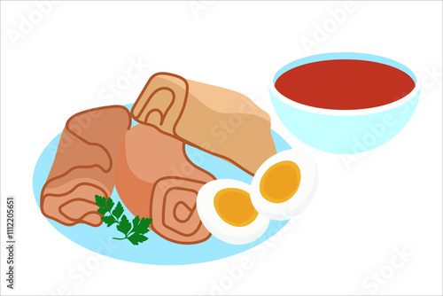 Jahnun. Jachnun. Vector simple color flat illustration.