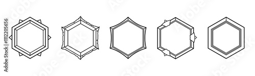 A hexagonal ornament with occult symbols and simple black lines, ideal for magical and paranormal art. Captures the essence of mysticism.