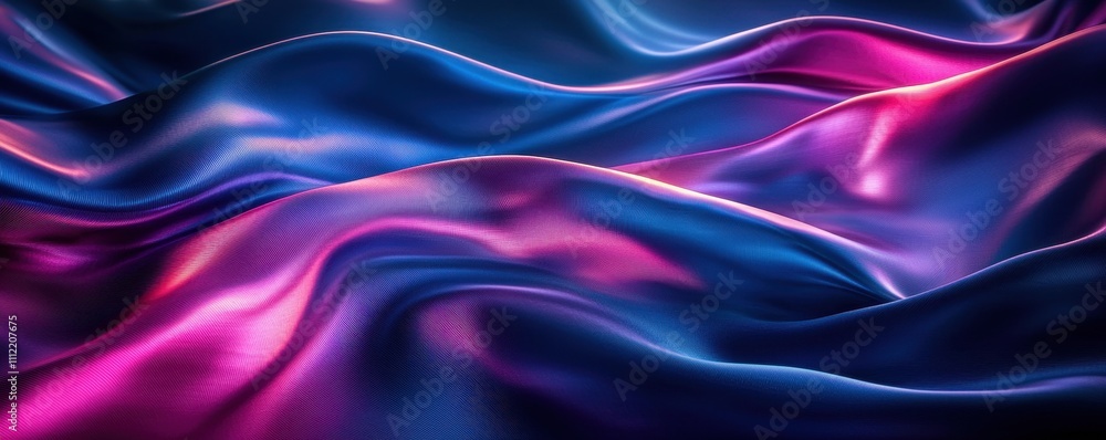 Obraz premium A vibrant, flowing fabric with rich blue and pink hues, creating a sense of depth and movement.