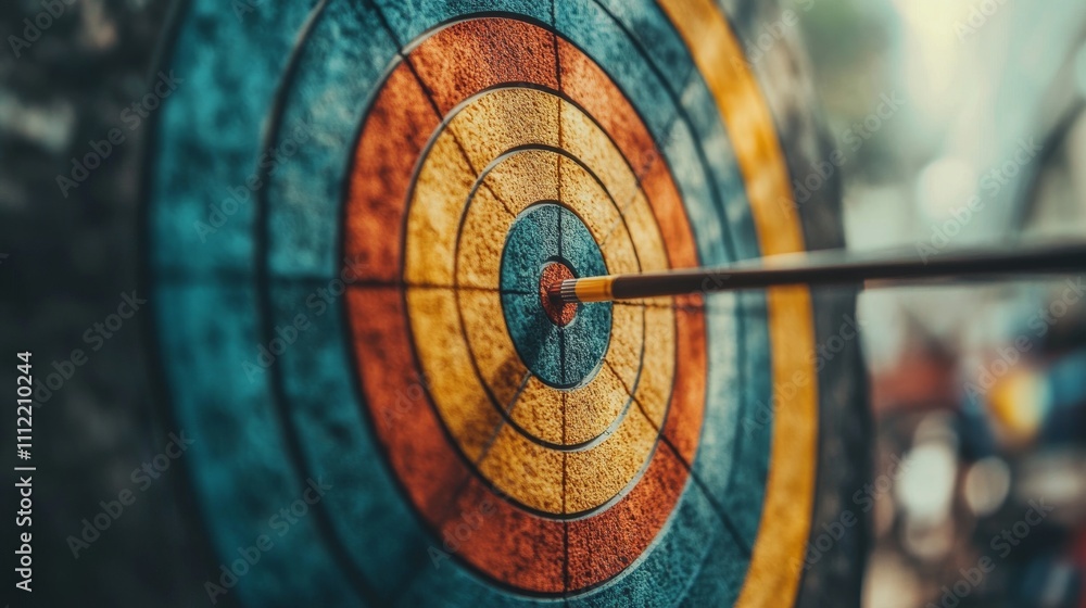 Arrow Striking Center Of Colorful Target Arrow Striking Center Of Colorful Target