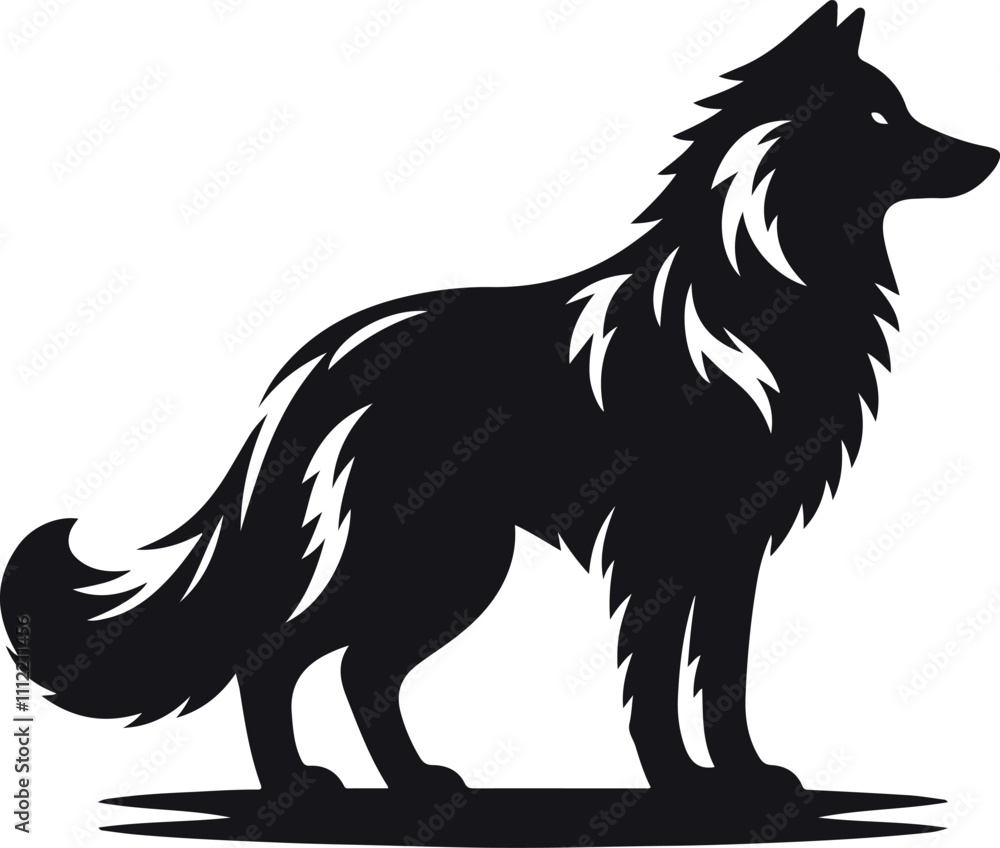 Fototapeta premium Wolf silhouette vector with a white background