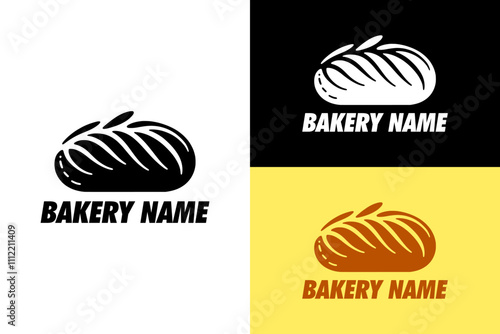 bakery brand logo, cake shop, abstract, vector design, bun, bread roll