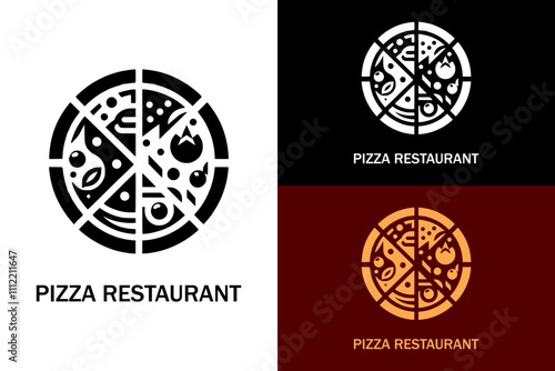 full pizza vector, pizza slices, vegetables, tomato, pizza restaurant logo, pizza shop, illustration, geometric shapes, foodies, food chain