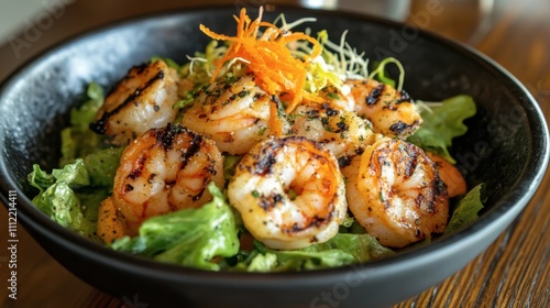 Grilled Shrimp Salad with Fresh Greens and Garnish Delight