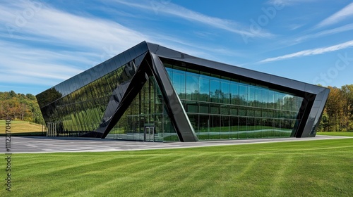 Modern Architectural Structure with Glass Facade and Unique Design