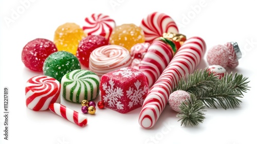 Christmas candies isolated on white background