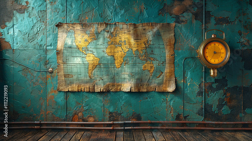 Retro Scavenger Hunt Poster Featuring a Vintage World Map photo