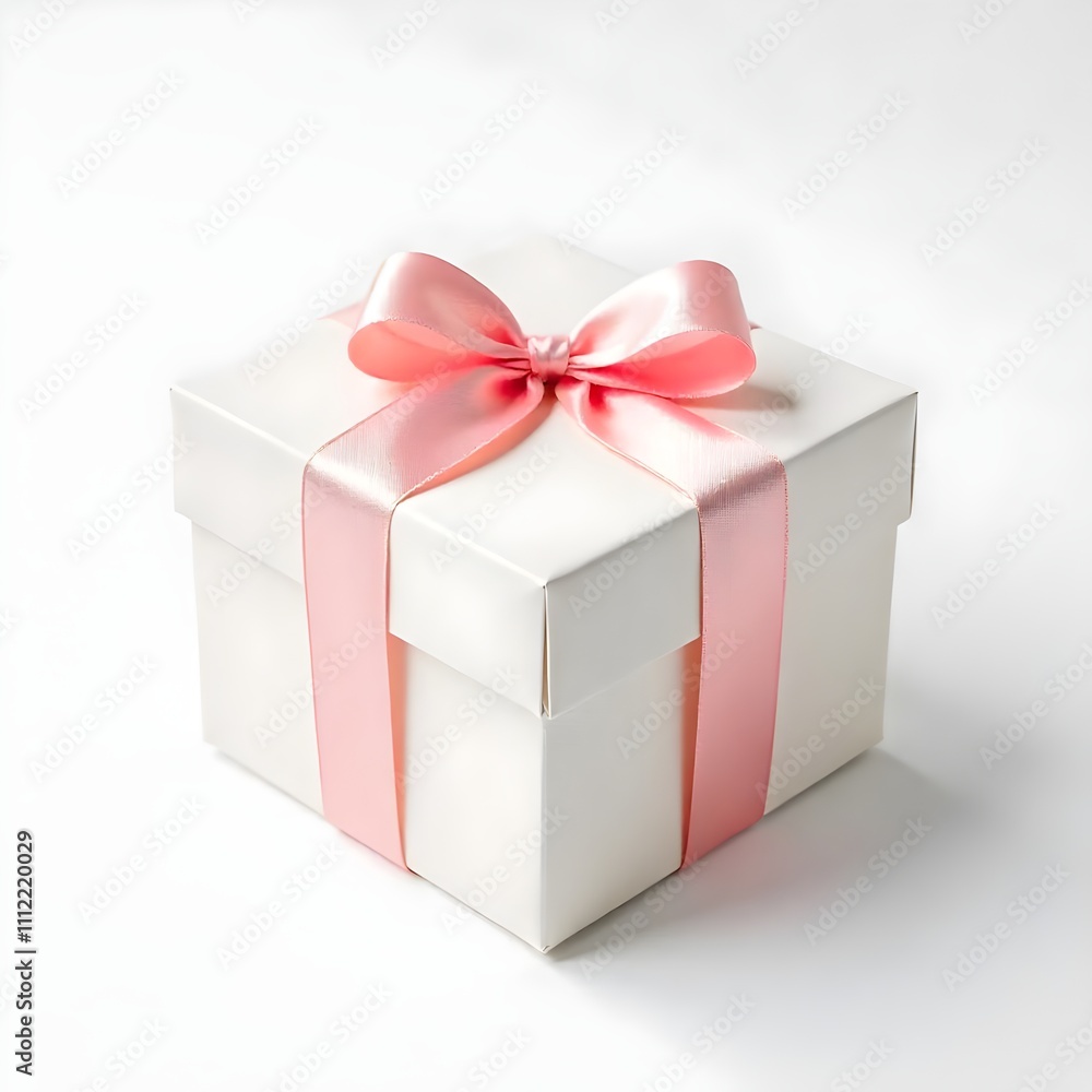 Obraz premium Pastel Gift Box with Satin Bow on White Background for Holiday Gifting