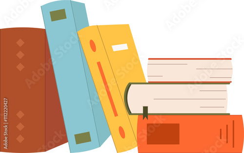 Cute vector illustration stack of books to read. World Book Day. Education concept. Design template with pile of open books. Simple funny clipart isolated on white. Book festival.