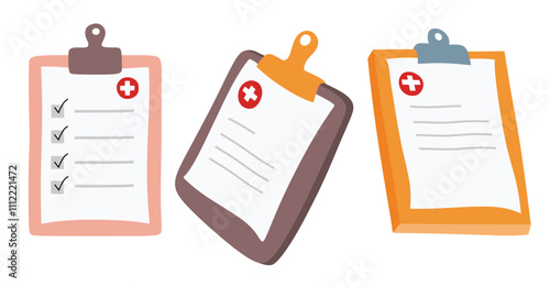 Medical clipboard in the flat style on white background.