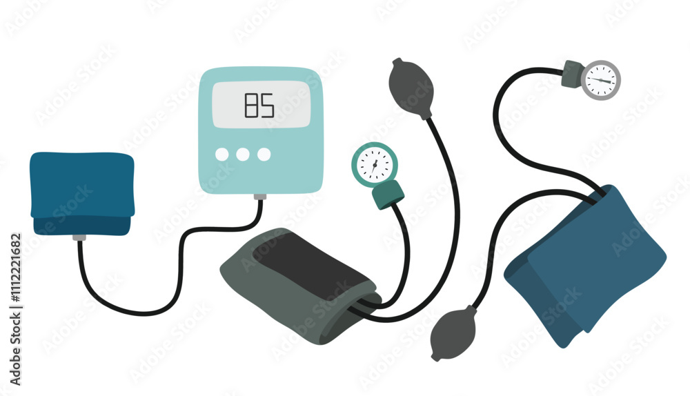 Medical tonometer in the flat style on white background. Medical tonometer in the flat style on white background.