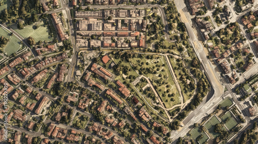 Fototapeta premium Cadastre City Building Survey Map