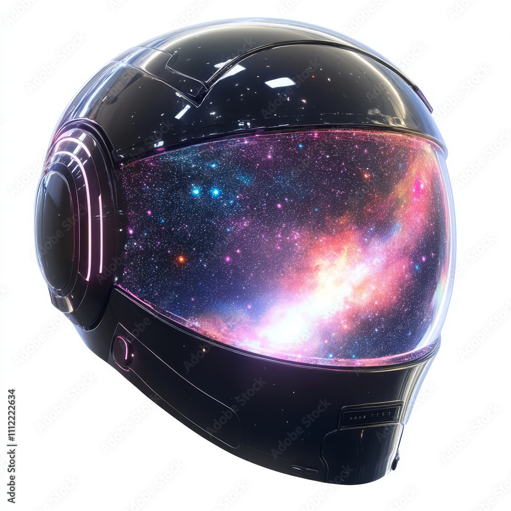 Fototapeta premium Futuristic helmet with nebula visor.