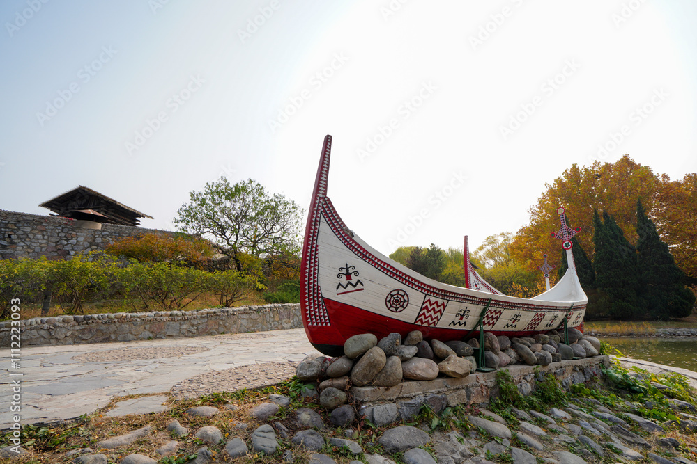 Yamei Fishing Boat in Taiwan Scenic Area of China Ethnic Museum