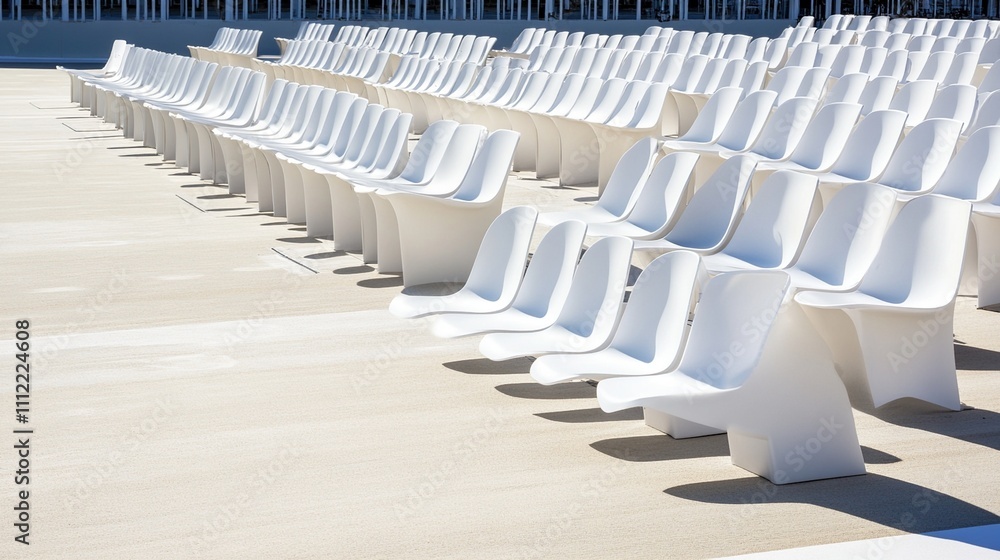 Fototapeta premium Empty stadium seats, a silent testament to the absence of fans, symbolizing the void left by the lack of human connection and shared experiences in the face of challenges.
