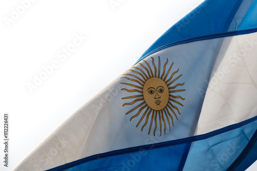 Argentine flag flying on the flagpole