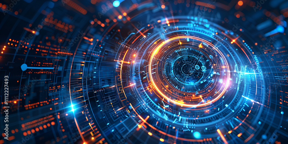 Abstract digital blue technology tunnel background. Abstract digital blue technology tunnel background.