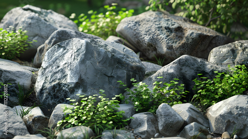 plant decorative rocks realistic photo