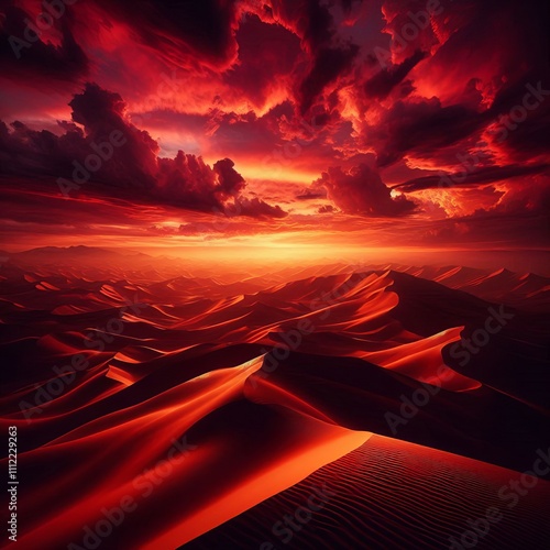 122 Crimson Crepuscle A dramatic fiery sunset sky its clouds abl photo