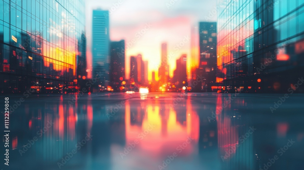 Stunning Sunset Cityscape Modern Glass Buildings Urban Reflections Business Background Stunning Sunset Cityscape Modern Glass Buildings Urban Reflections Business Background