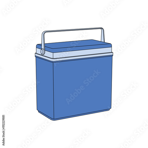 Hand drawn kids drawing cooler box cartoon isolated