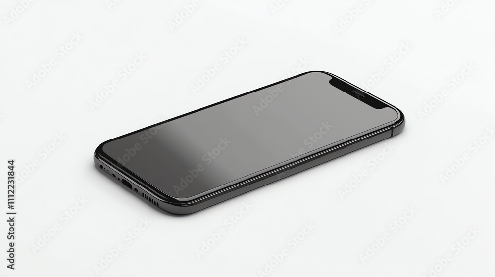A black smartphone on a white background. A black smartphone on a white background.