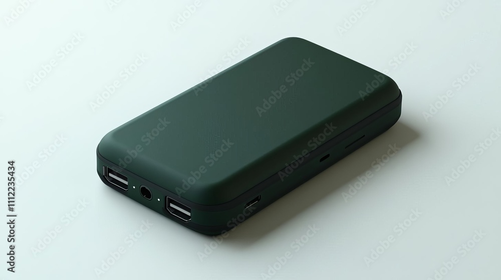 Dark Green Portable Power Bank Charger USB Ports Mobile Device Accessory Dark Green Portable Power Bank Charger USB Ports Mobile Device Accessory