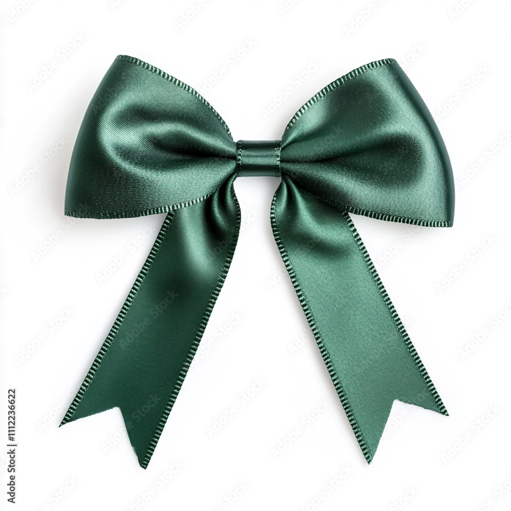 Lazo con cinta verde aislado sobre fondo blanco Lazo con cinta verde aislado sobre fondo blanco