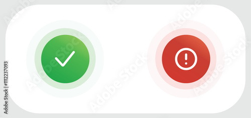 Success and error message ui screen and approved and rejected ux web elements flat. Vector illustration for ui, infographic, website, app, web use