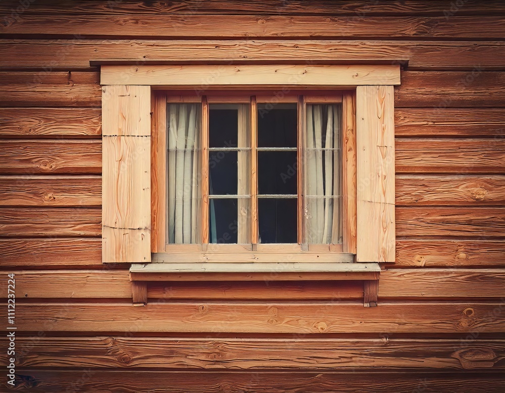 Rustic wooden cabin wall with a charming window framed by wooden shutters, showcasing a cozy and inviting atmosphere. Perfect for themes related to rustic living, architecture, and nature Rustic wooden cabin wall with a charming window framed by wooden shutters, showcasing a cozy and inviting atmosphere. Perfect for themes related to rustic living, architecture, and nature