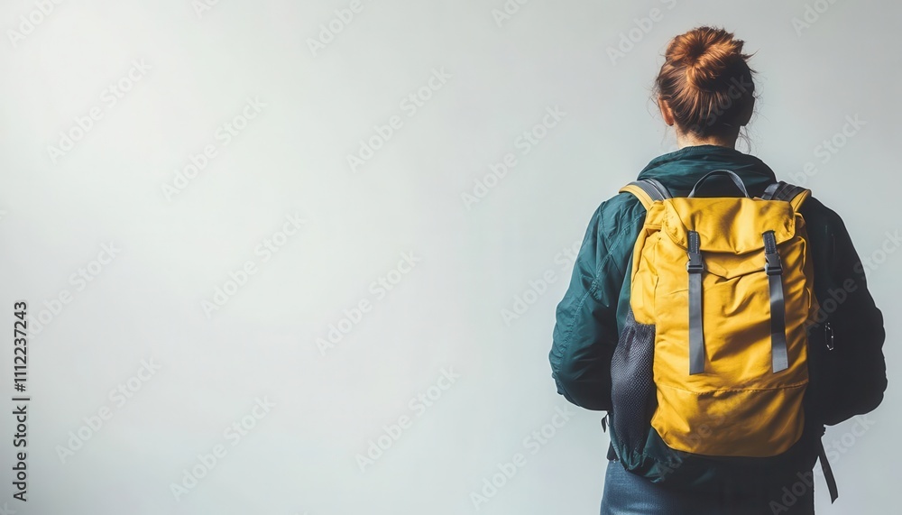 Person with empty backpack and blank space for meme overlay, funny template, packing fail Person with empty backpack and blank space for meme overlay, funny template, packing fail