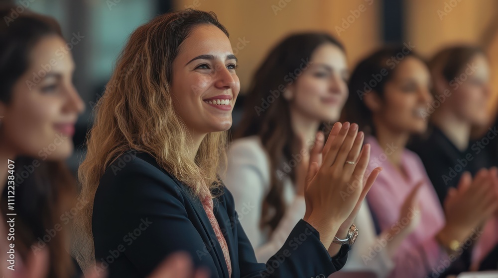 Fototapeta premium Group of businesswomen clapping during a presentation at a conference meeting