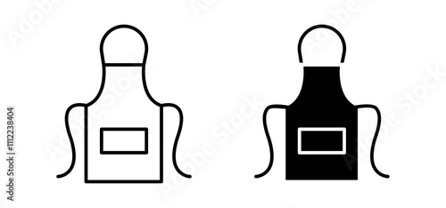 Apron icons in black filled and outlined style