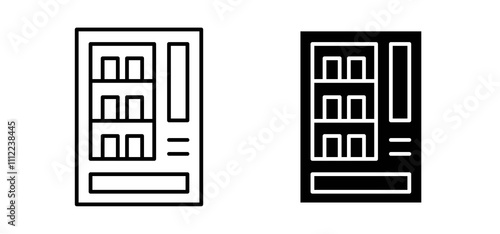 Vending machine icons in black filled and outlined style