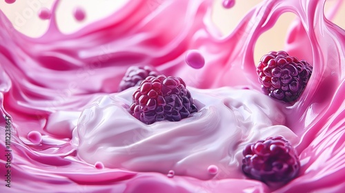 Wallpaper Mural Delicious Yogurt with Swirling Mulberries Torontodigital.ca