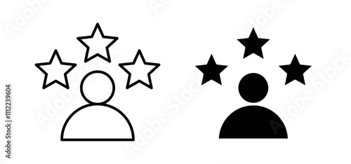 Customer loyalty icons in black filled and outlined style