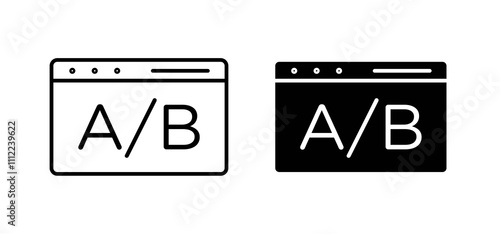 A B test icons in black filled and outlined style