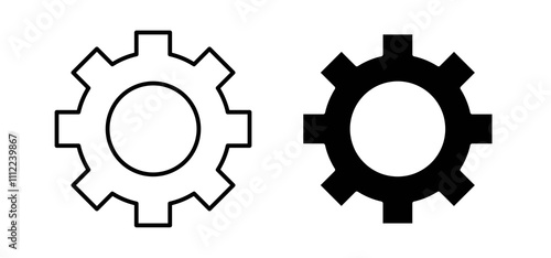 Settings gear icons in black filled and outlined style