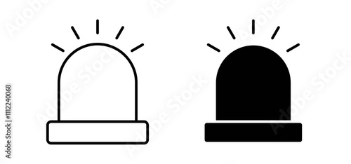 Ambulance siren icons in black filled and outlined style