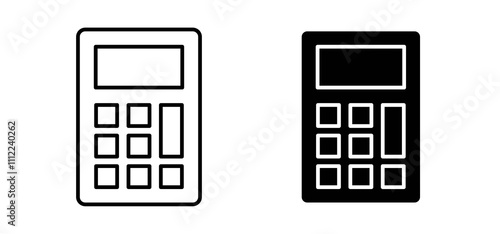 Calculator icons in black filled and outlined style
