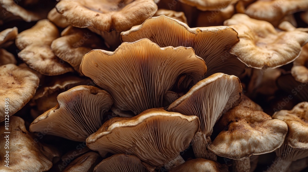 Close-up of fried oyster mushrooms natural setting food photography high detail earthy tones culinary art Close-up of fried oyster mushrooms natural setting food photography high detail earthy tones culinary art
