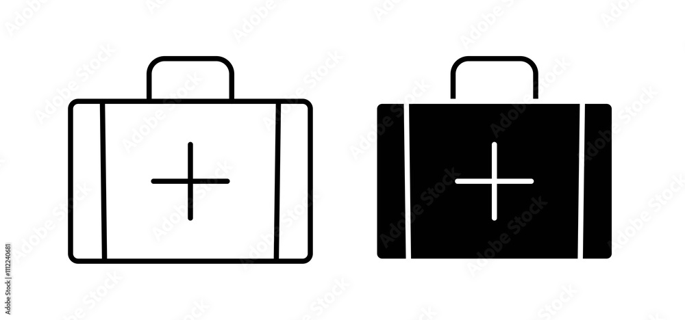 First aid icons in black filled and outlined style First aid icons in black filled and outlined style
