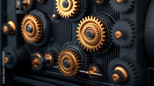 Wallpaper Mural Intricate gears with a metallic finish on a dark background, showcasing engineering design. Torontodigital.ca