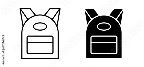 Backpack icons in black filled and outlined style