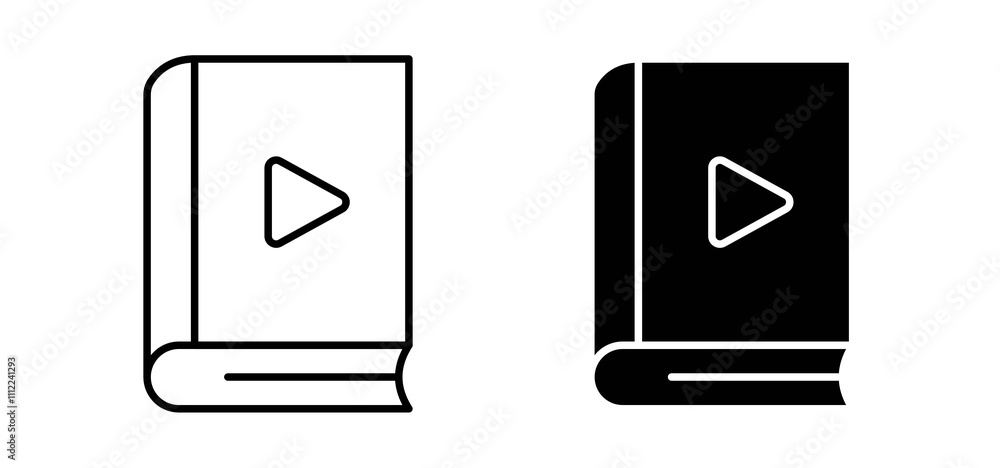 Audiobook icons in black filled and outlined style Audiobook icons in black filled and outlined style