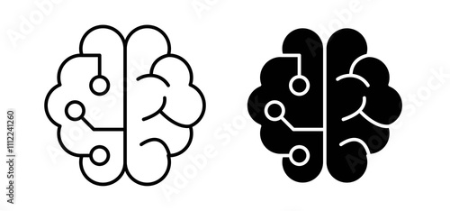 Machine learning icons in black filled and outlined style photo